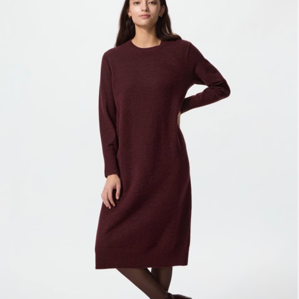 Uniqlo | Dress | Soufflé Yarn Dress • Wine